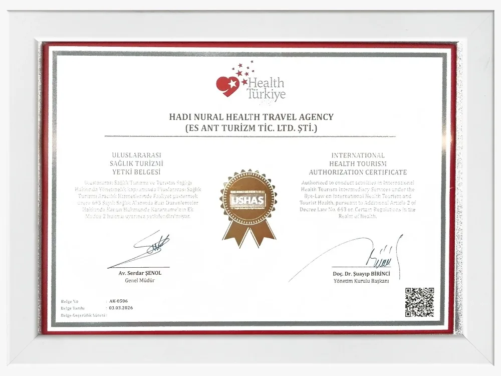 Republic of Türkiye Ministry of Health international health tourism authorisation certificate, no AK-0506, issued to ES ANT TURİZM TİC. LTD. ŞTİ.